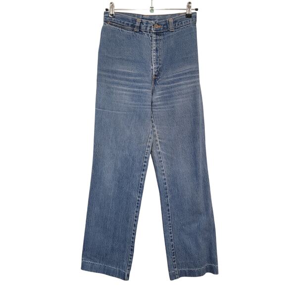 70s Vintage High Waist Wide Leg Chic Jeans 24 - Picture 4 of 11